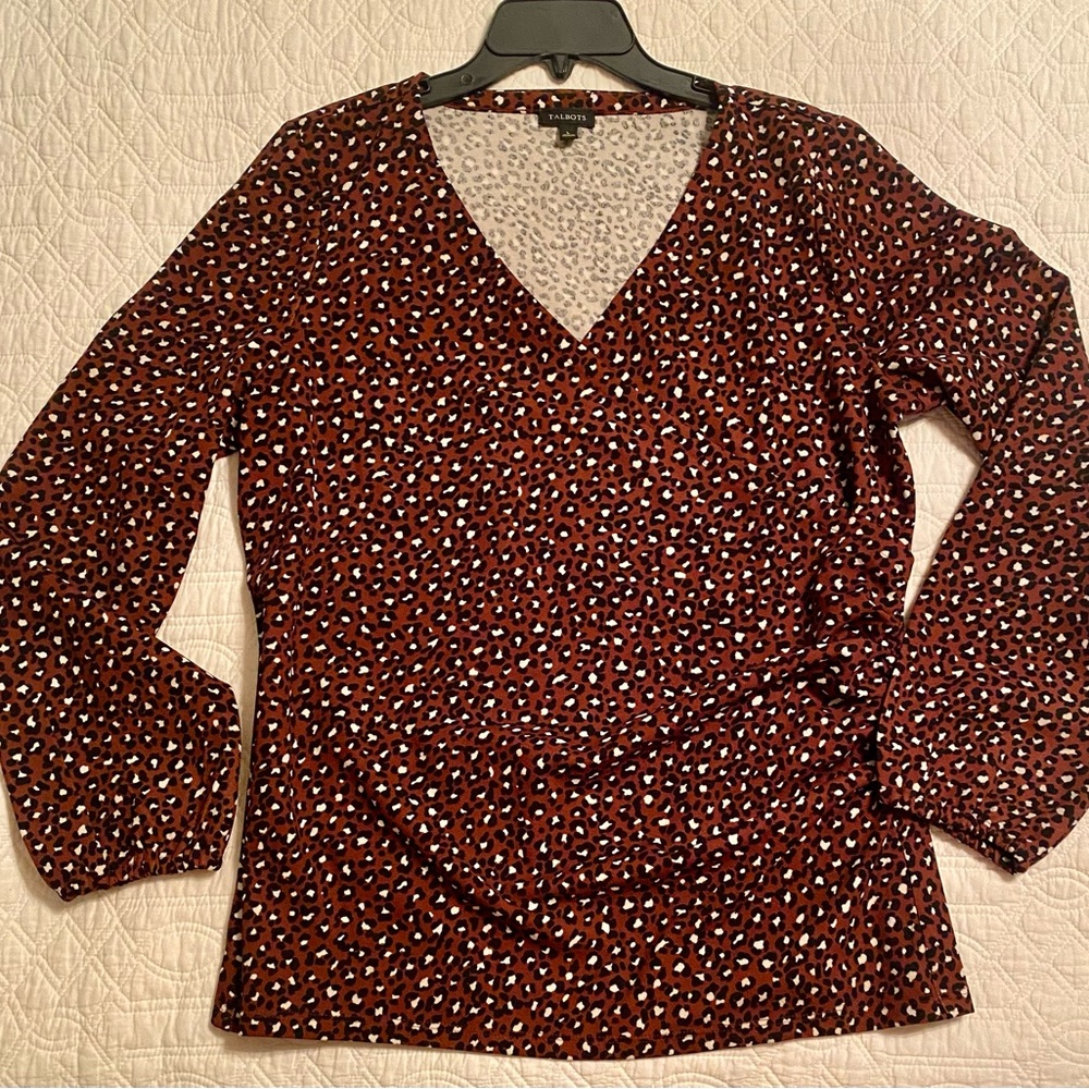 Talbots animal print blouse - poly/spandex blend